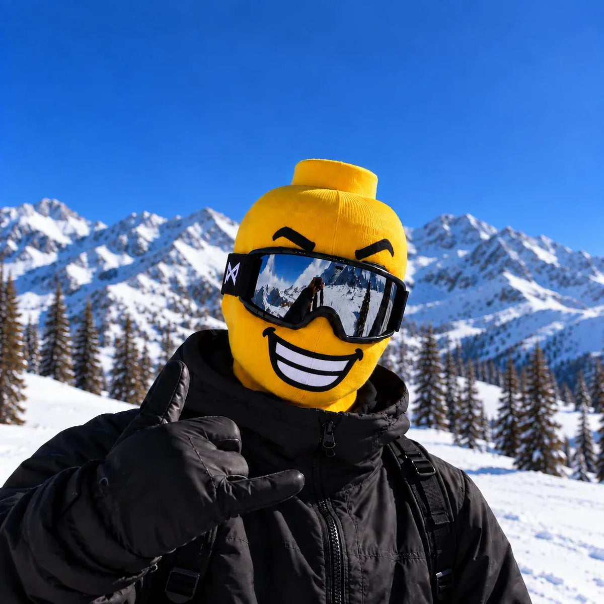 Funny Yellow Tongue-Out Face Knit Balaclava | Winter Ski & Snowboard Mask