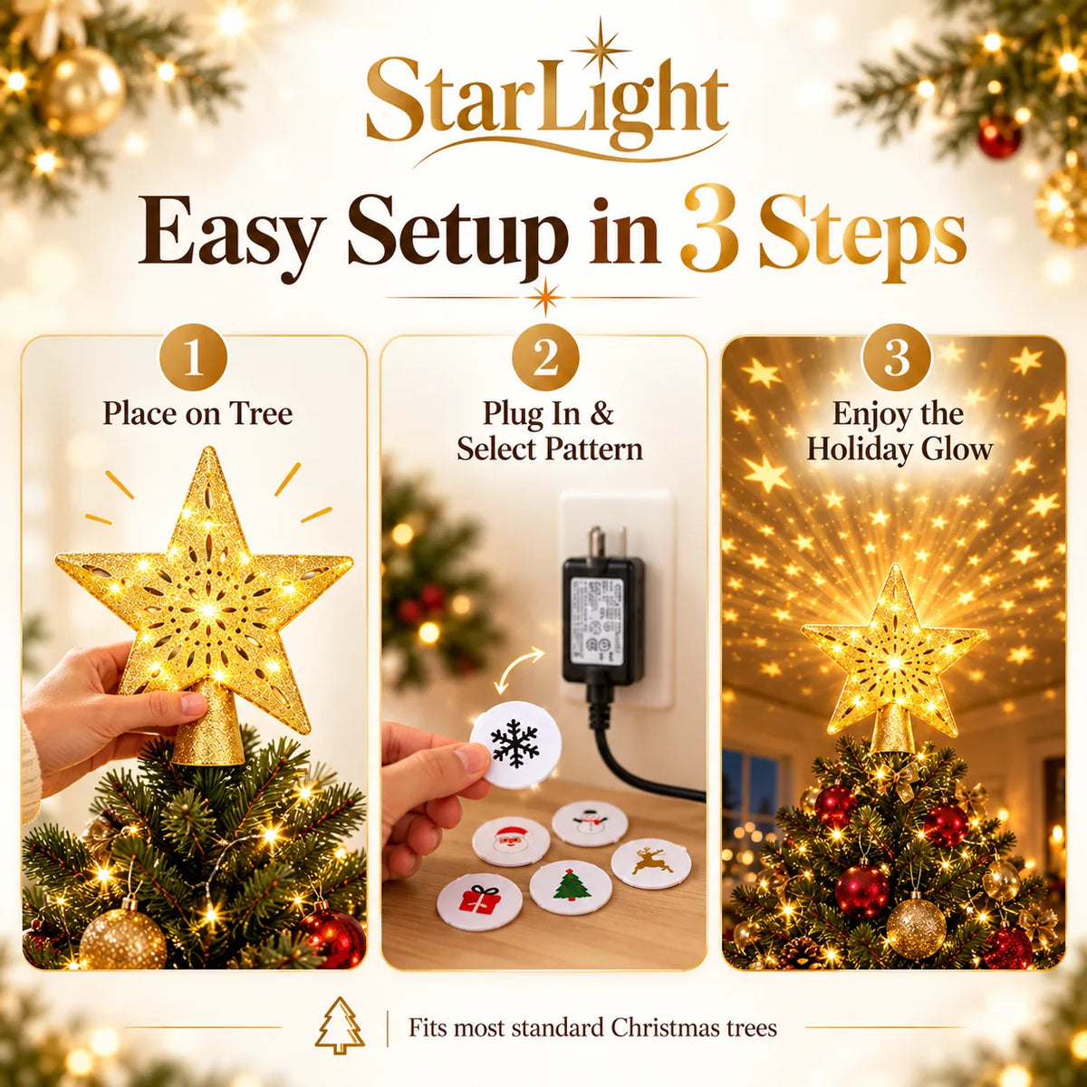 Rotating Projector LED Tree Topper