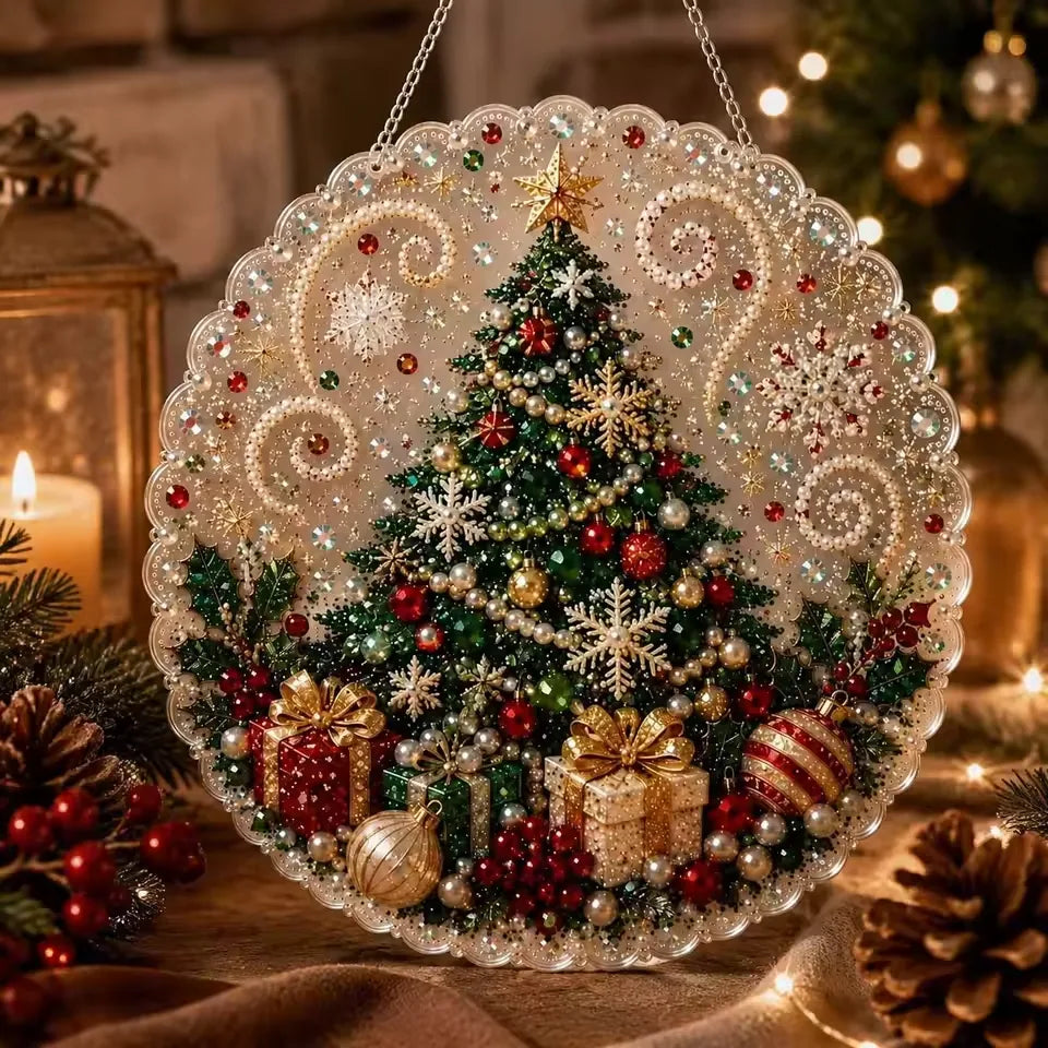 Pearl & Rhinestone Santa Ornament