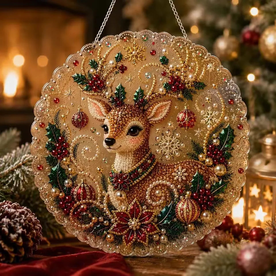 Pearl & Rhinestone Santa Ornament
