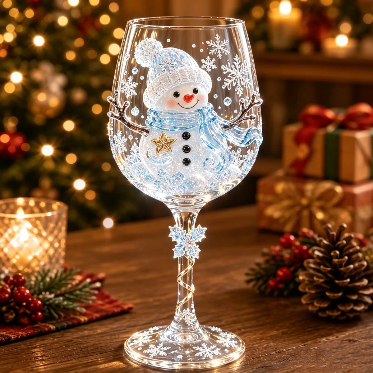 Holiday Painted Wine Glass