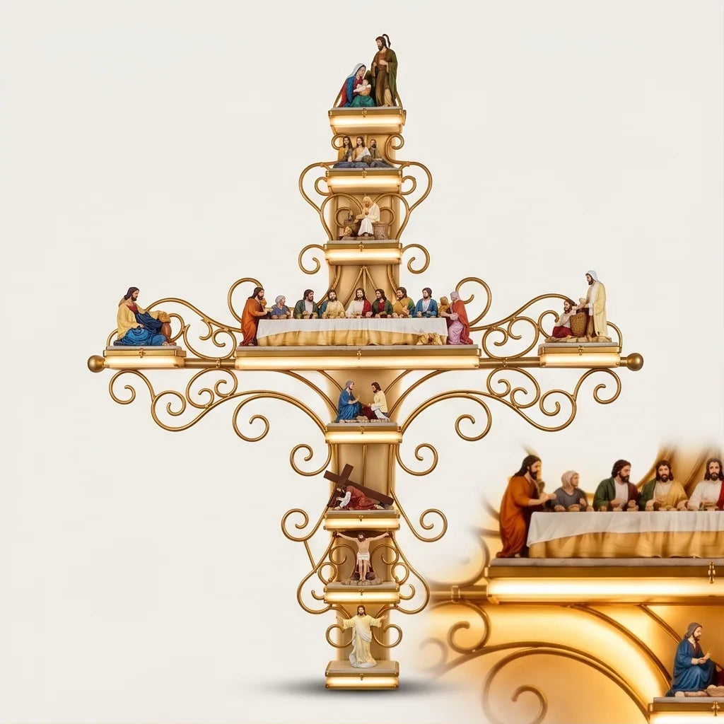 Illuminated Biblical Scene Wall Cross
