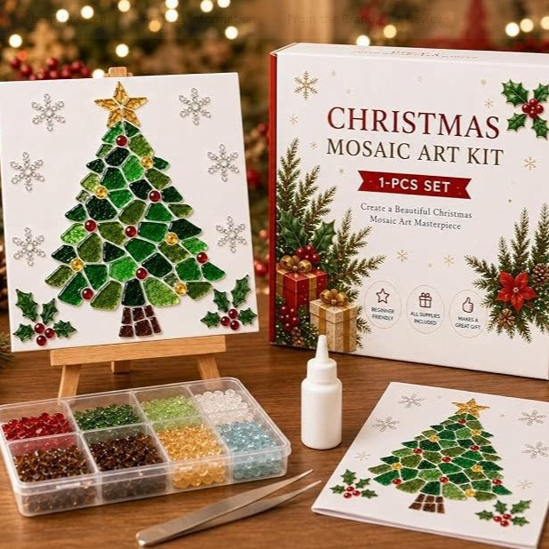 Poola Voidra 4 Pack 3D Christmas Gingerbread Man Sea Glass Art Kit - Easy Festive Craft Night