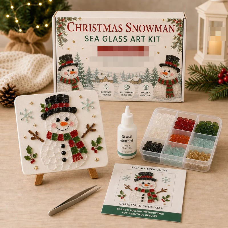 Poola Voidra 4 Pack 3D Christmas Gingerbread Man Sea Glass Art Kit - Easy Festive Craft Night