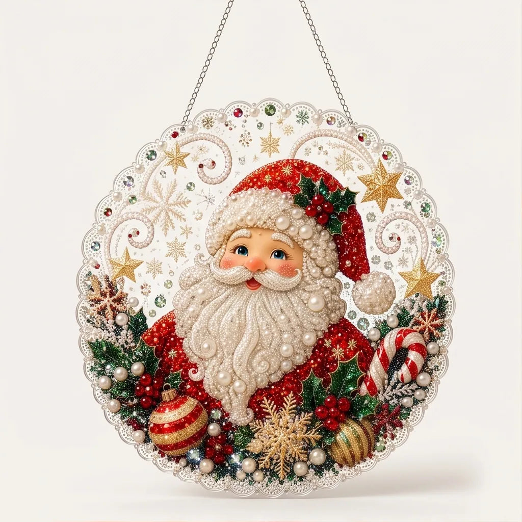 Pearl & Rhinestone Santa Ornament
