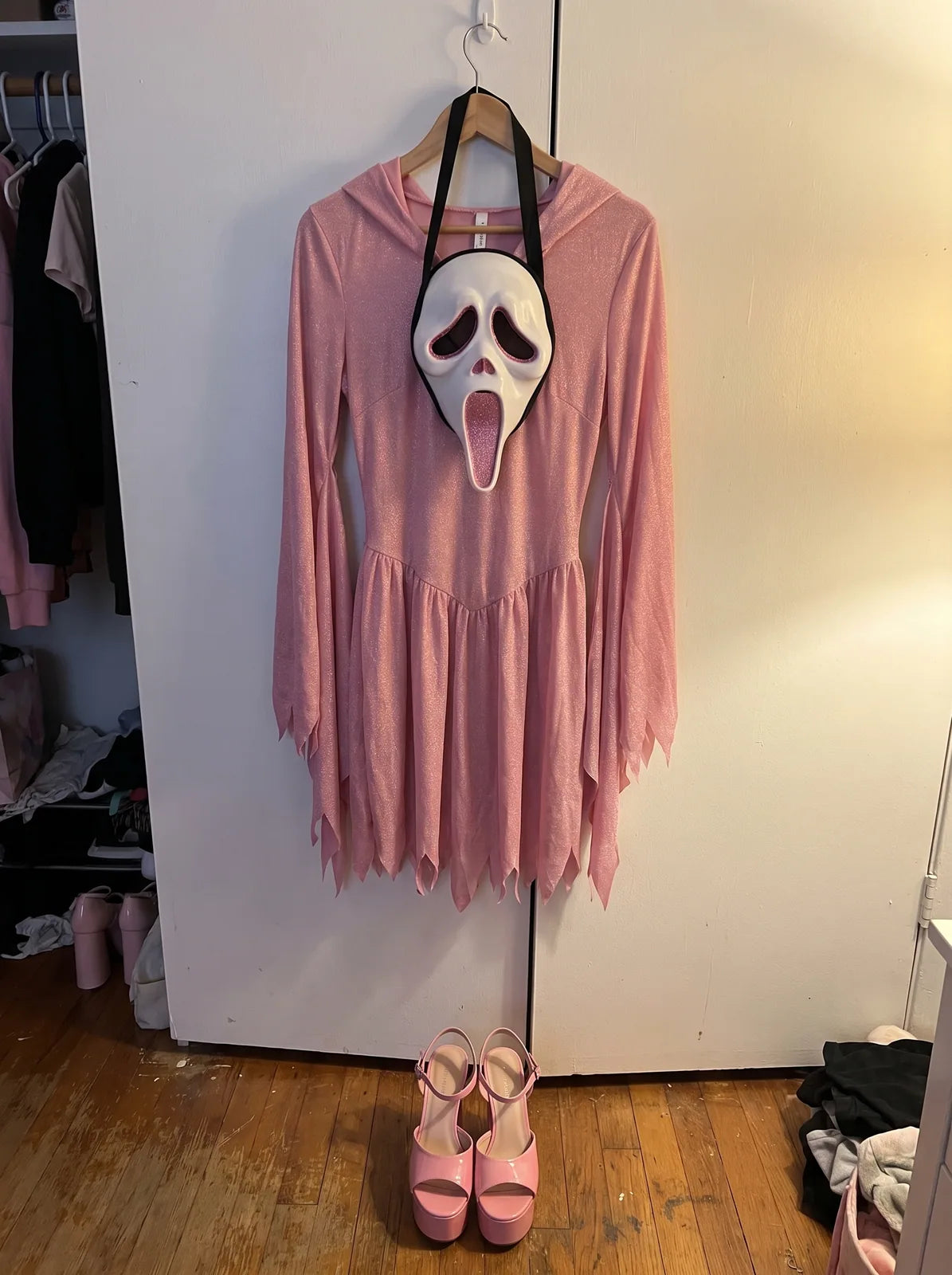 Glitter Pink Hooded Costume Dress