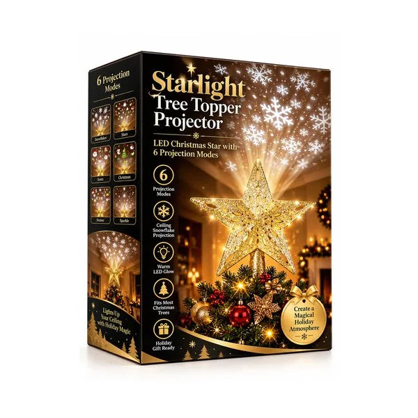 Rotating LED Star Tree Topper