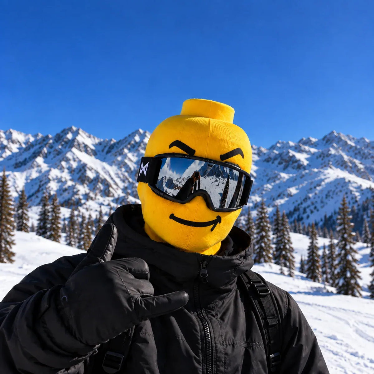 Funny Yellow Tongue-Out Face Knit Balaclava | Winter Ski & Snowboard Mask