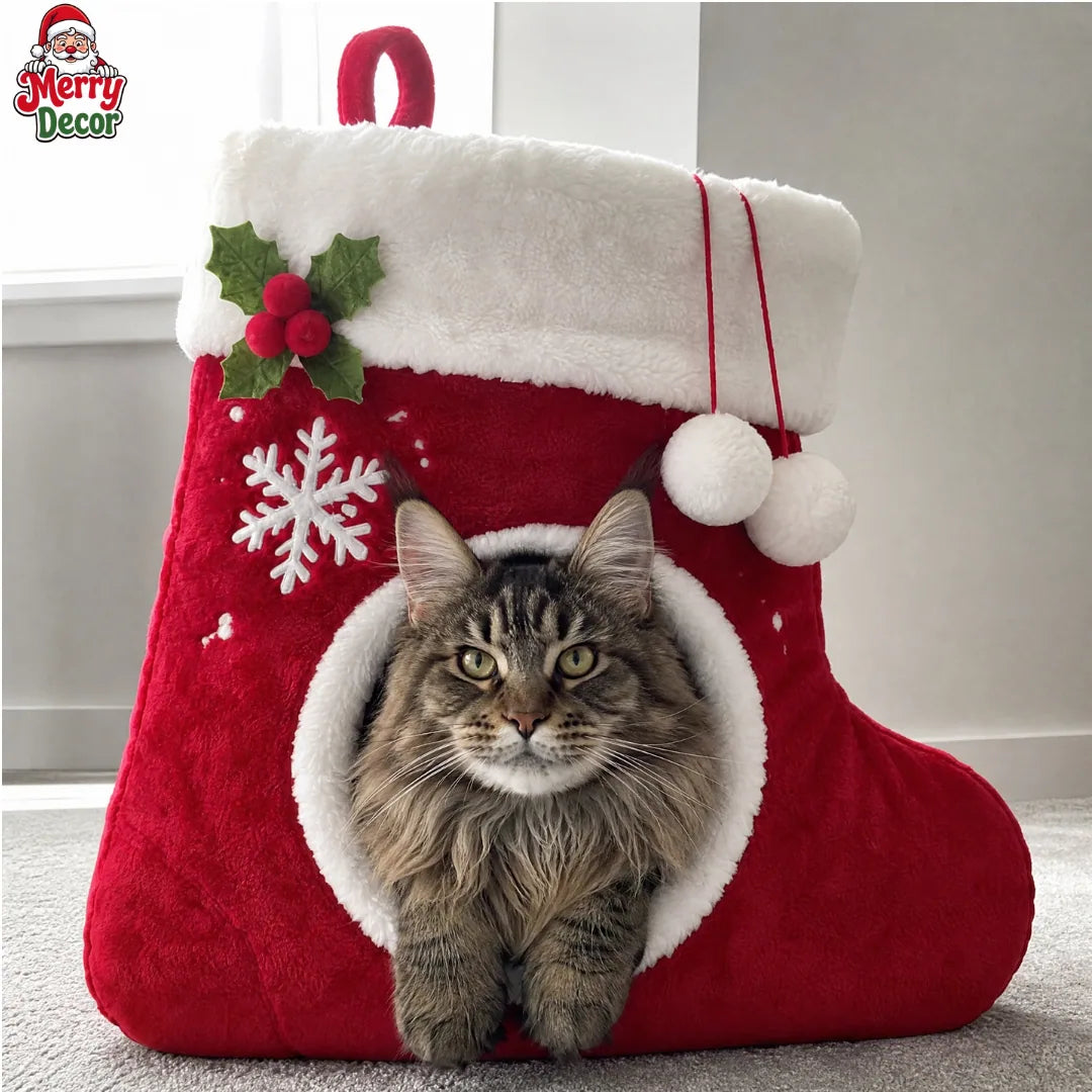 Sherpa Trim Holiday Cat Bed