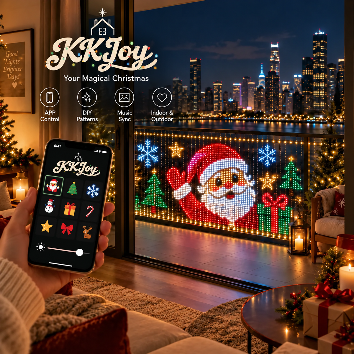 App-Controlled Curtain Balcony Lights
