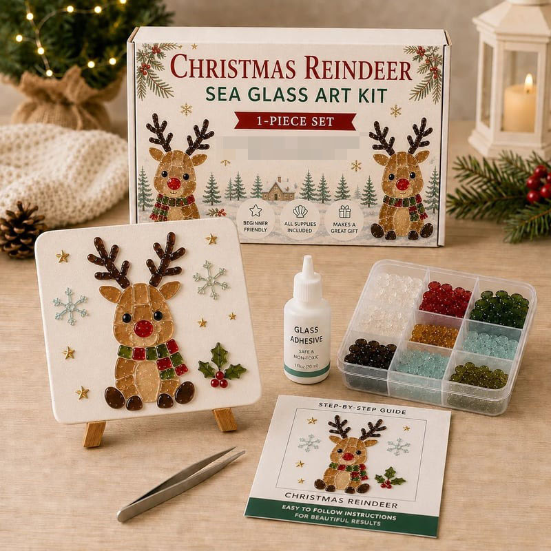 Poola Voidra 4 Pack 3D Christmas Gingerbread Man Sea Glass Art Kit - Easy Festive Craft Night