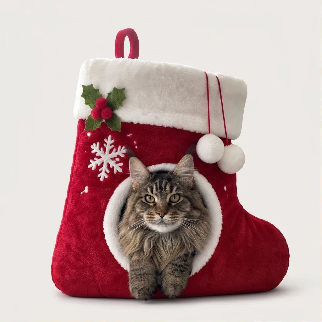 Sherpa Trim Holiday Cat Bed