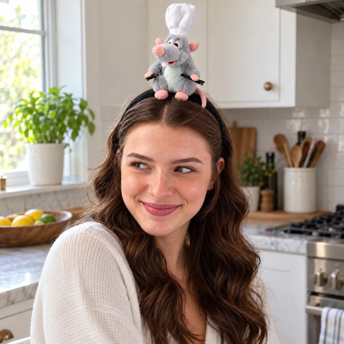 Rat Chef Plush Headband and Clips