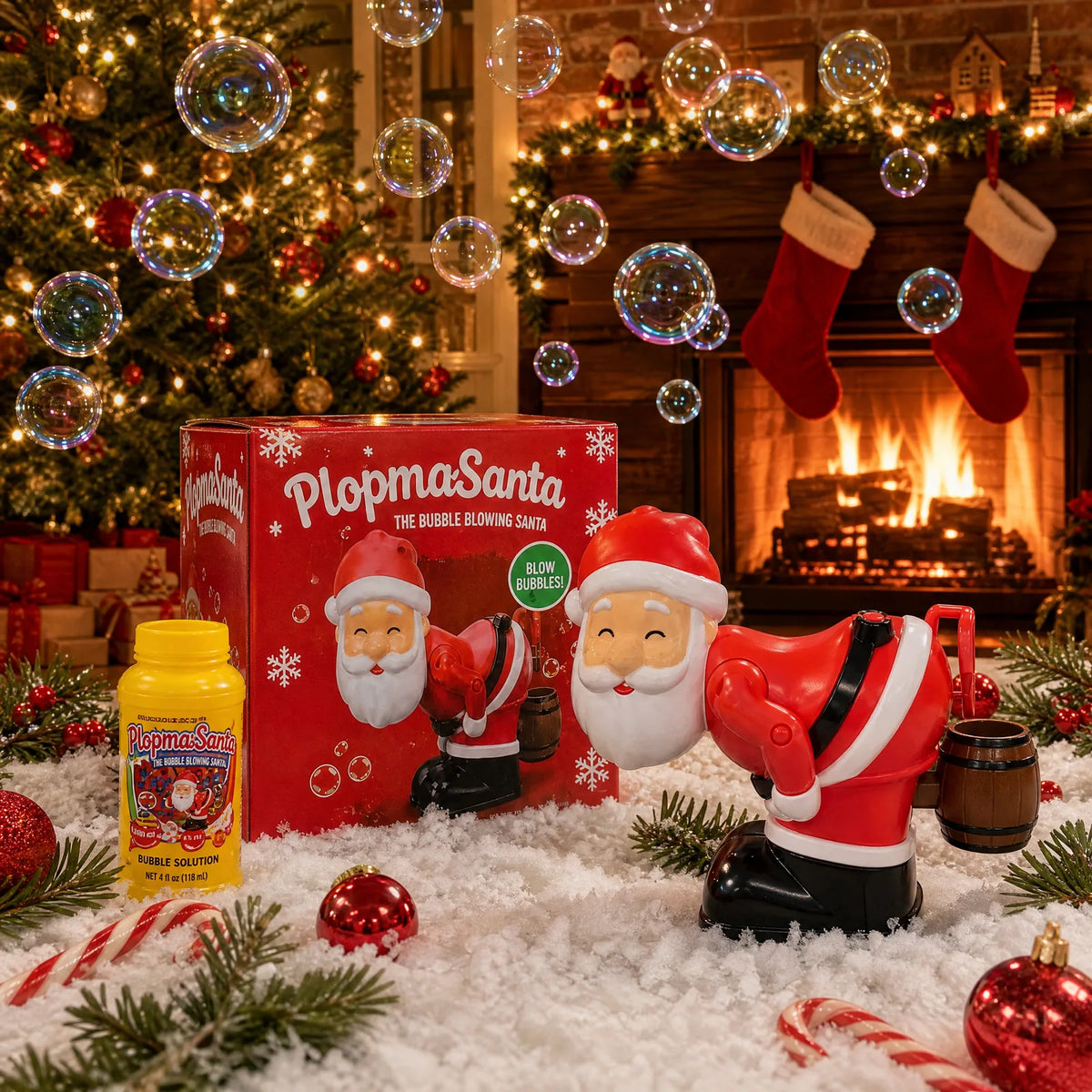 PlopmasSanta™ Bubble Blowing Santa