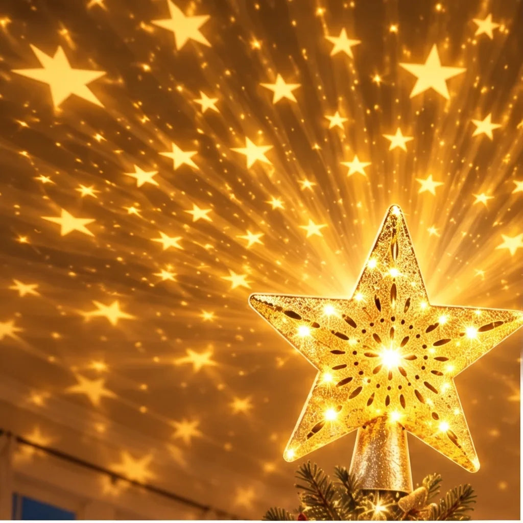 Rotating LED Star Tree Topper