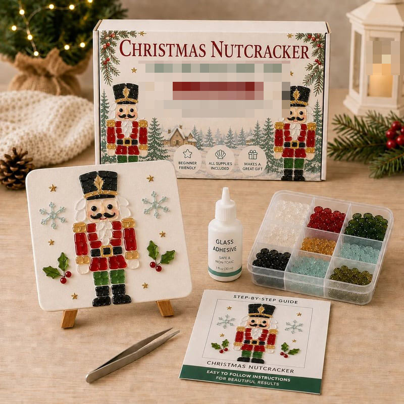 Poola Voidra 4 Pack 3D Christmas Gingerbread Man Sea Glass Art Kit - Easy Festive Craft Night