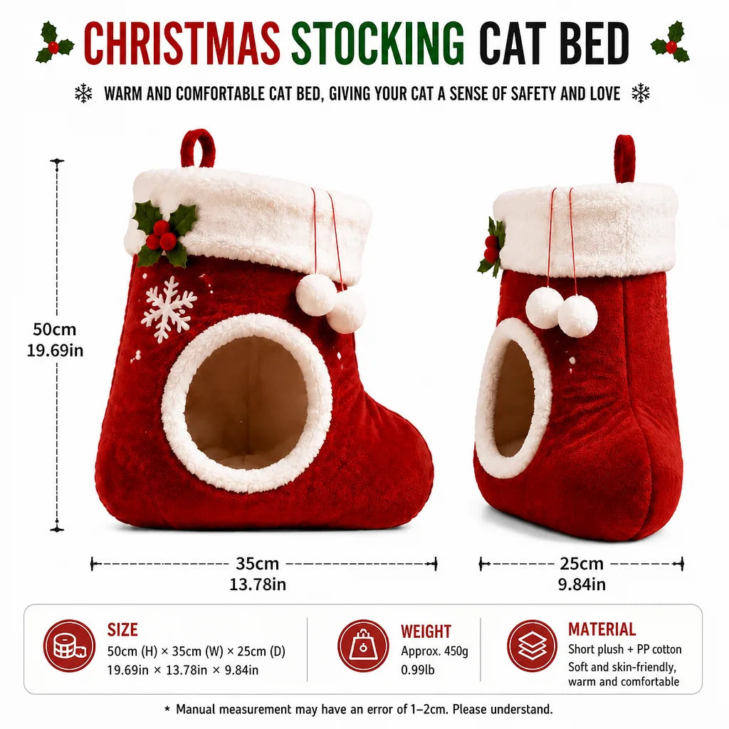 Sherpa Trim Holiday Cat Bed