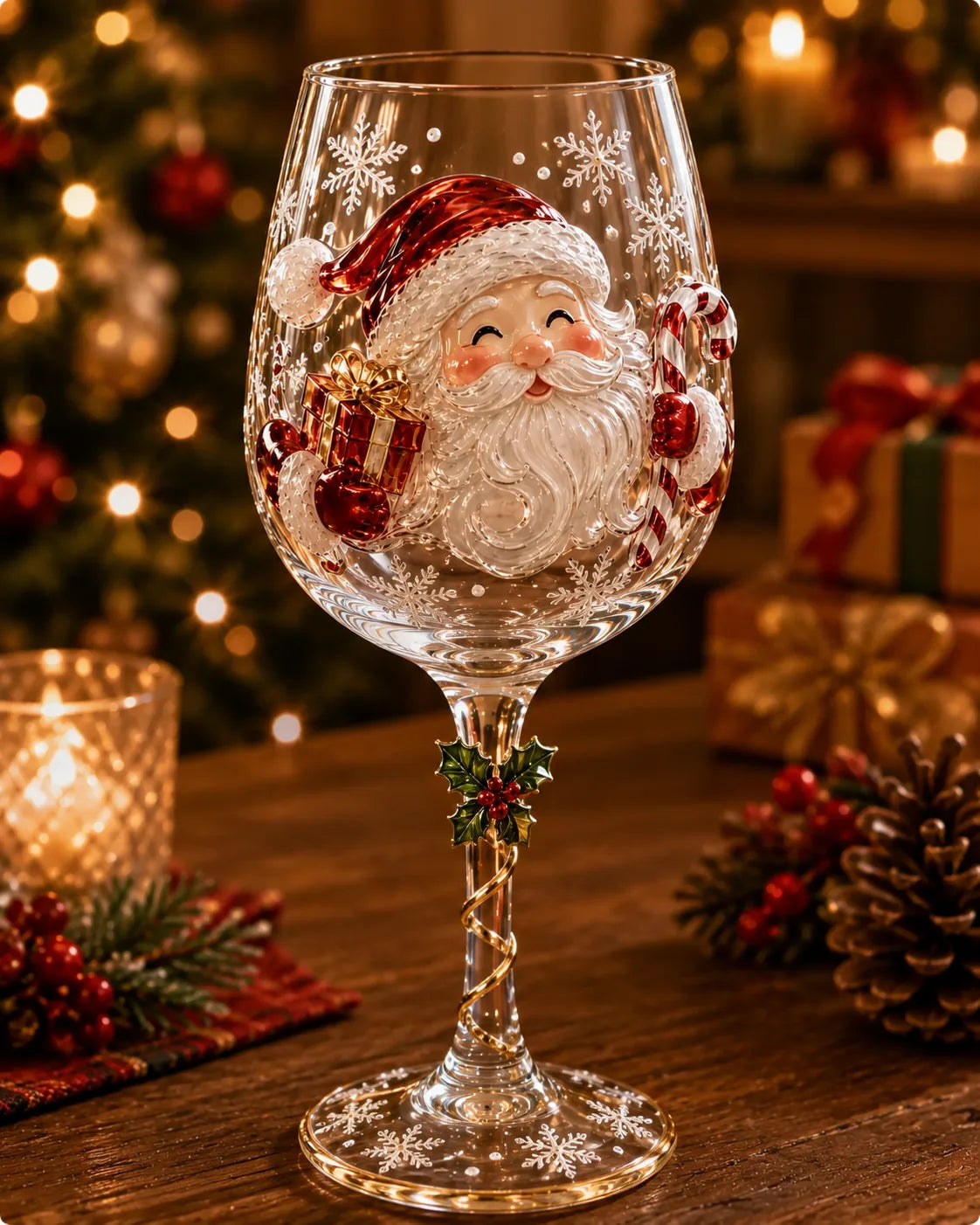 Holiday Painted Wine Glass