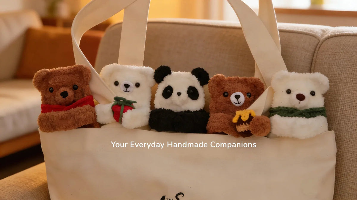 Canvas Tote Bag with Plush Animals