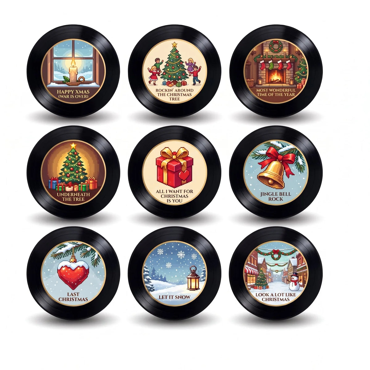 Magnetic Retro Pixel Art Vinyl Christmas Frame