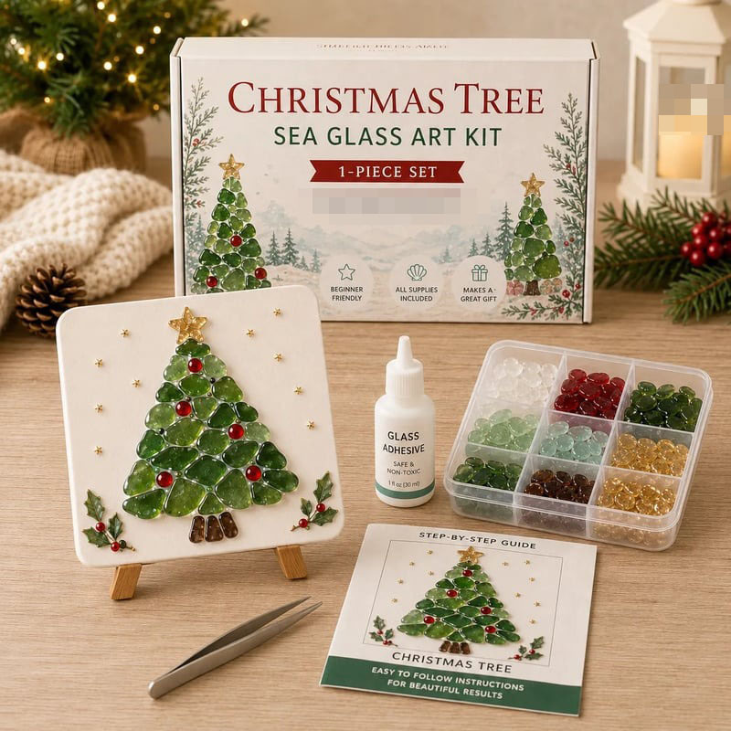 Poola Voidra 4 Pack 3D Christmas Gingerbread Man Sea Glass Art Kit - Easy Festive Craft Night