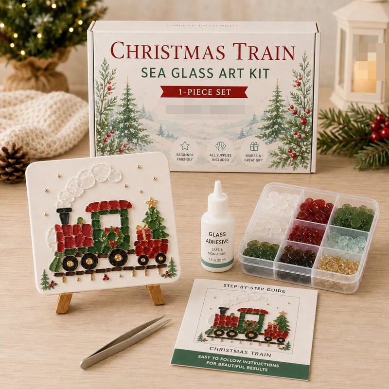 Poola Voidra 4 Pack 3D Christmas Gingerbread Man Sea Glass Art Kit - Easy Festive Craft Night