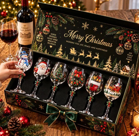 Holiday Painted Wine Glass