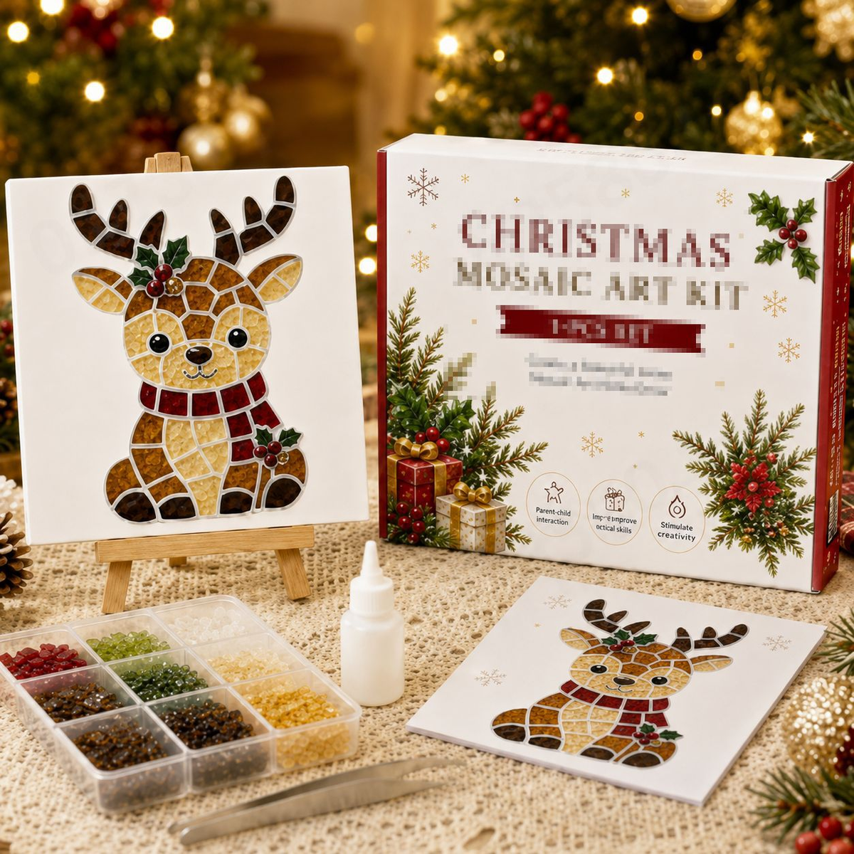 Poola Voidra 4 Pack 3D Christmas Gingerbread Man Sea Glass Art Kit - Easy Festive Craft Night